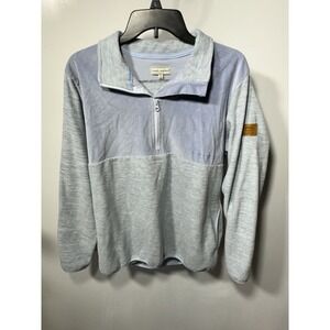 Simply Southern Womens Sweatshirt L Blue Gray Corduroy Fleece 1/4 Zip Pullover
